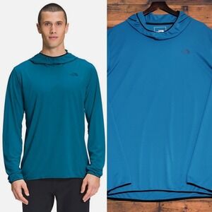 The North Face Belay Sun Hoodie Shirt Men Large Blue UPF 40 Lightweight Pullover